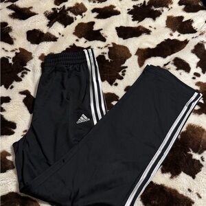 Adidas Kids Black Joggers with White Stripes